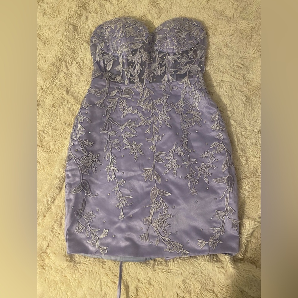 Purple Strapless Floral Corset Short Homecoming Dress